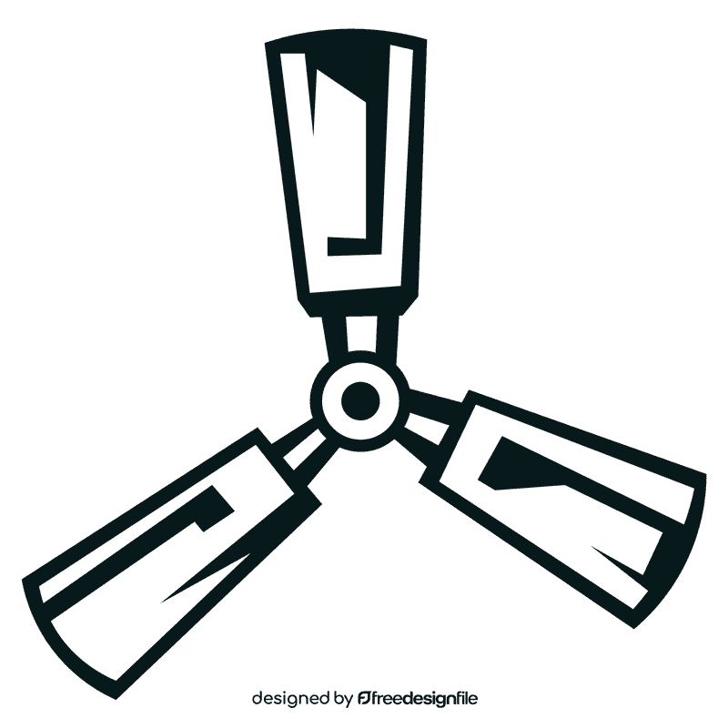 Wind turbine wings black and white clipart