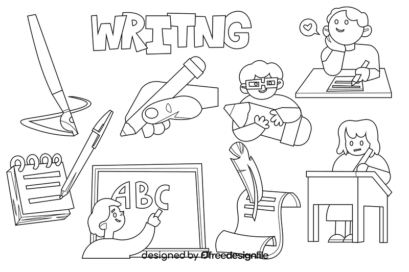 Writing black and white vector