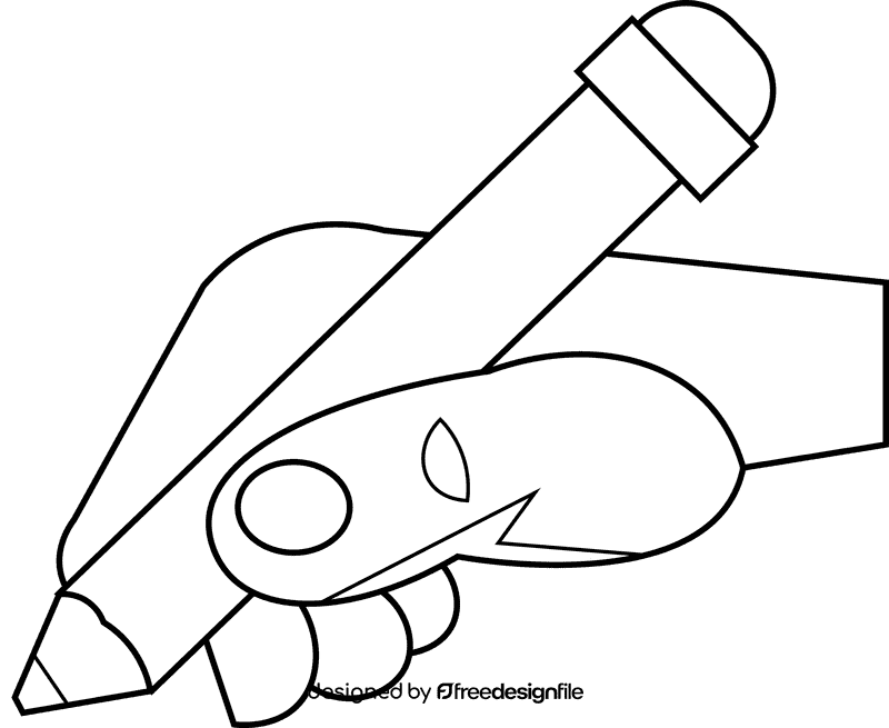 Writing hand black and white clipart