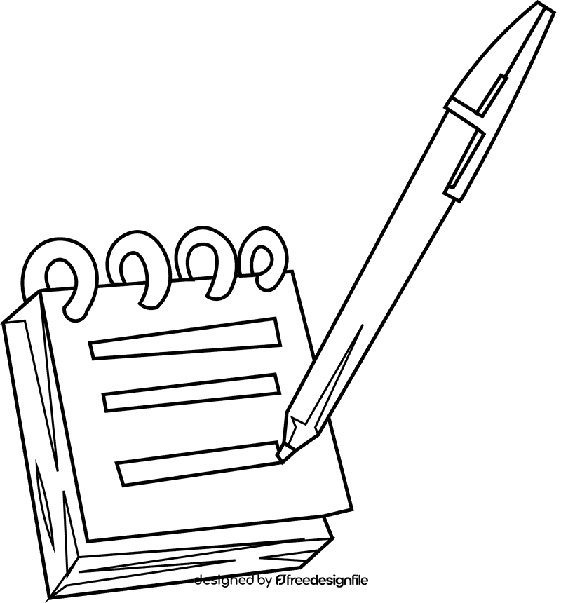 Writing notebook black and white clipart
