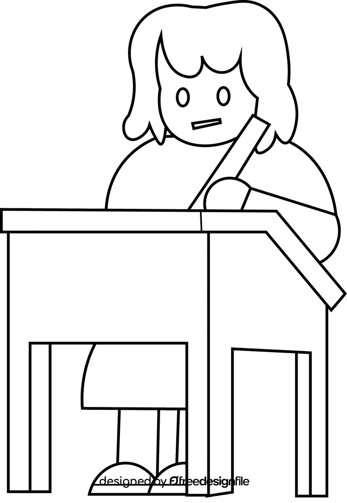 Writing table black and white clipart