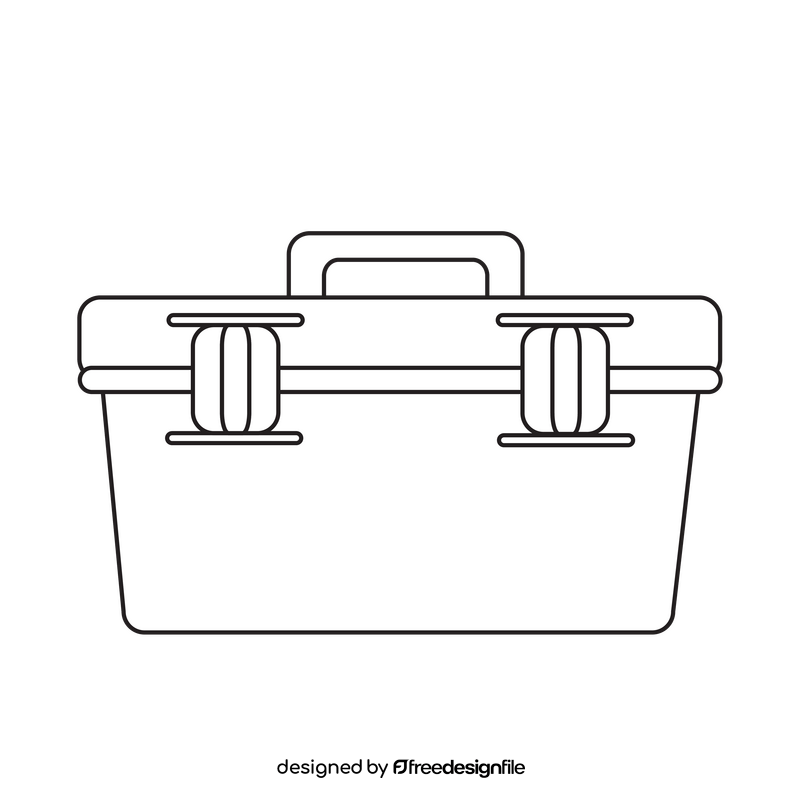 Electrician tool box drawing black and white clipart