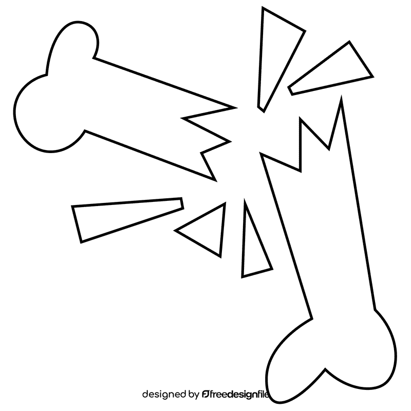 Bones broken black and white clipart