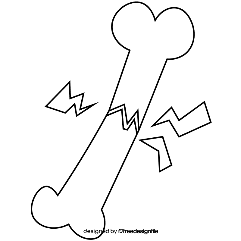 Bones damaged black and white clipart