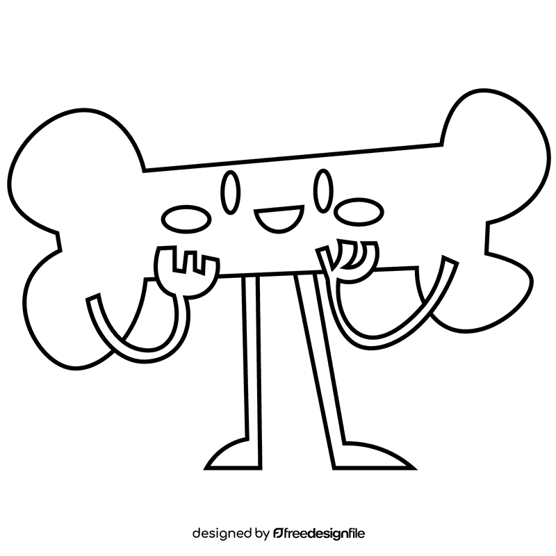 Bones shy black and white clipart