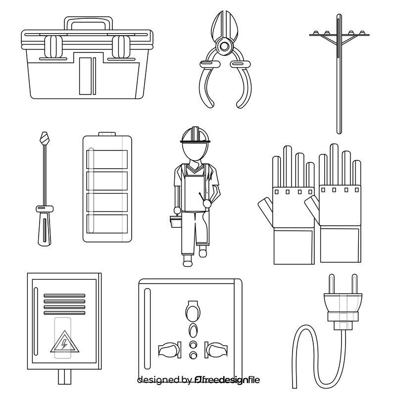 Electrician icons set black and white vector