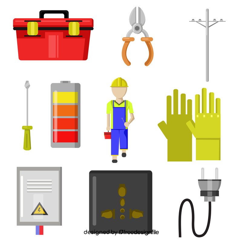 Electrician icons set vector