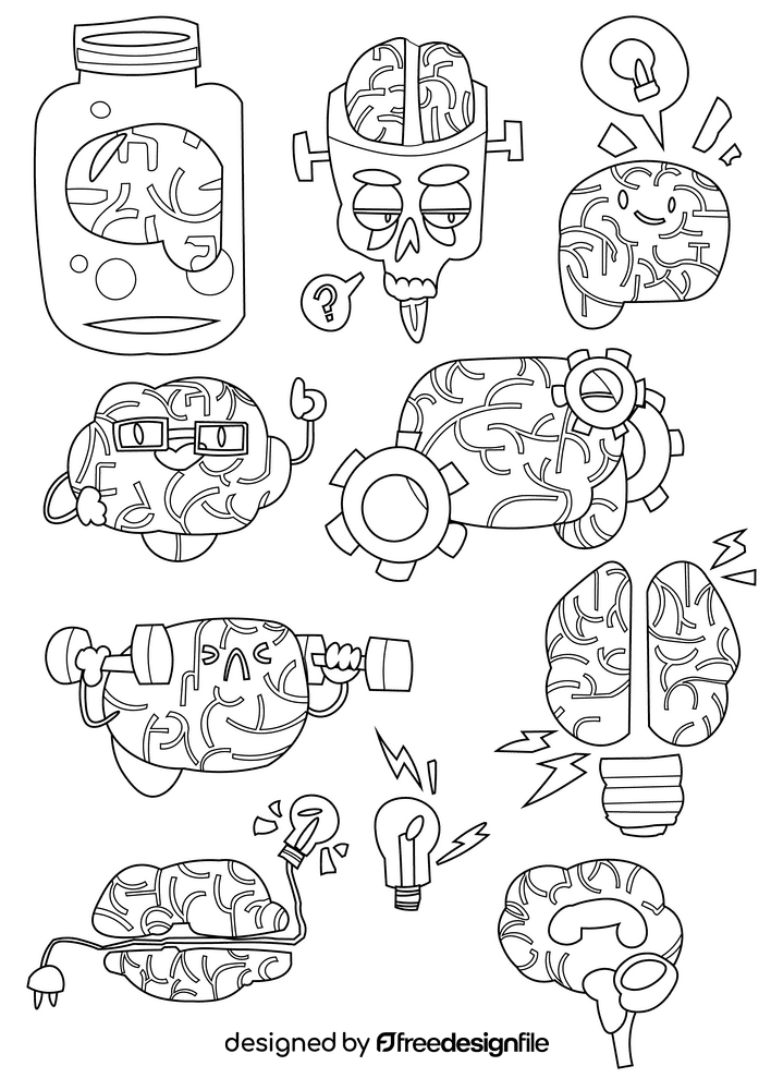 Brain black and white vector