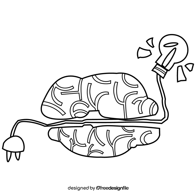 Brain energy black and white clipart