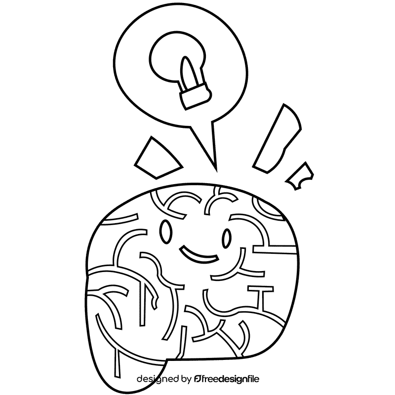 Brain idea black and white clipart