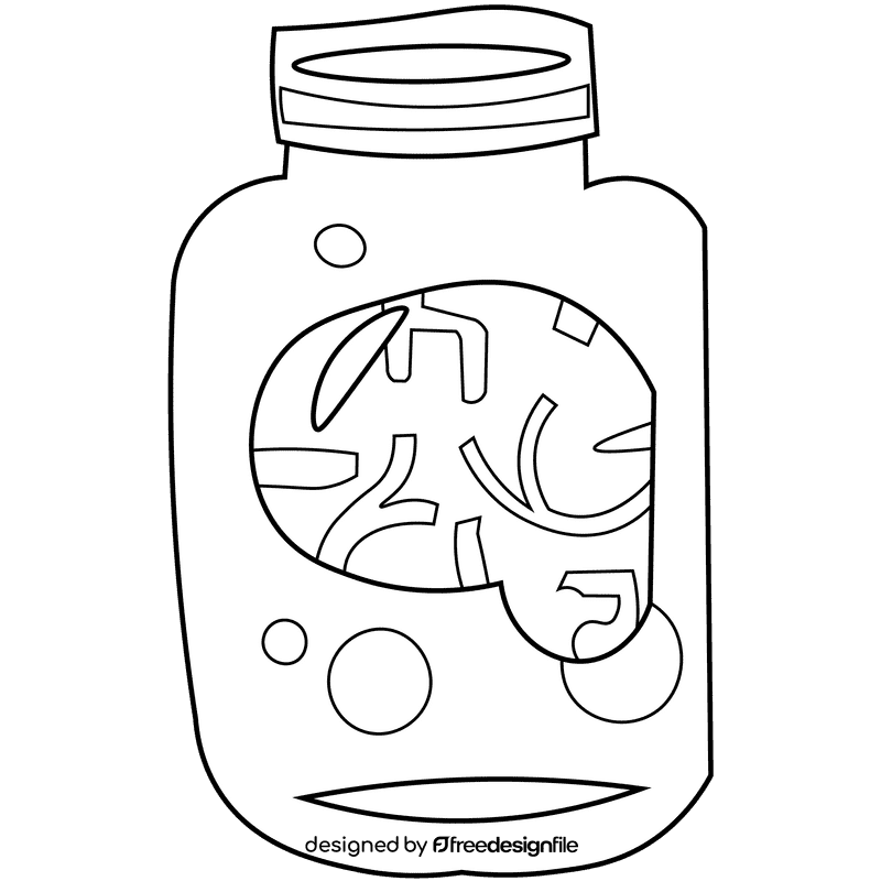 Brain jar black and white clipart