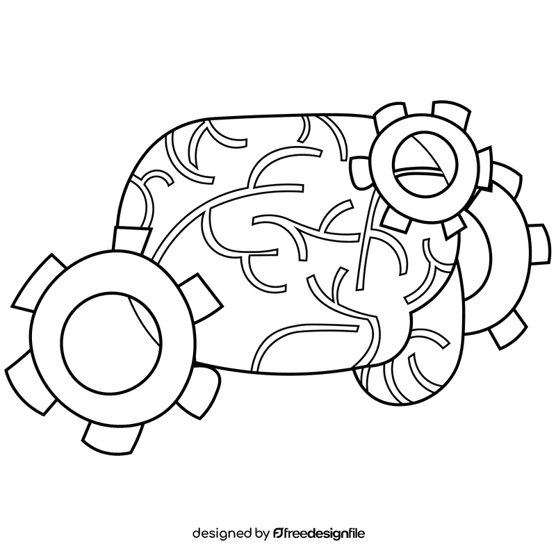 Brain mechanism black and white clipart
