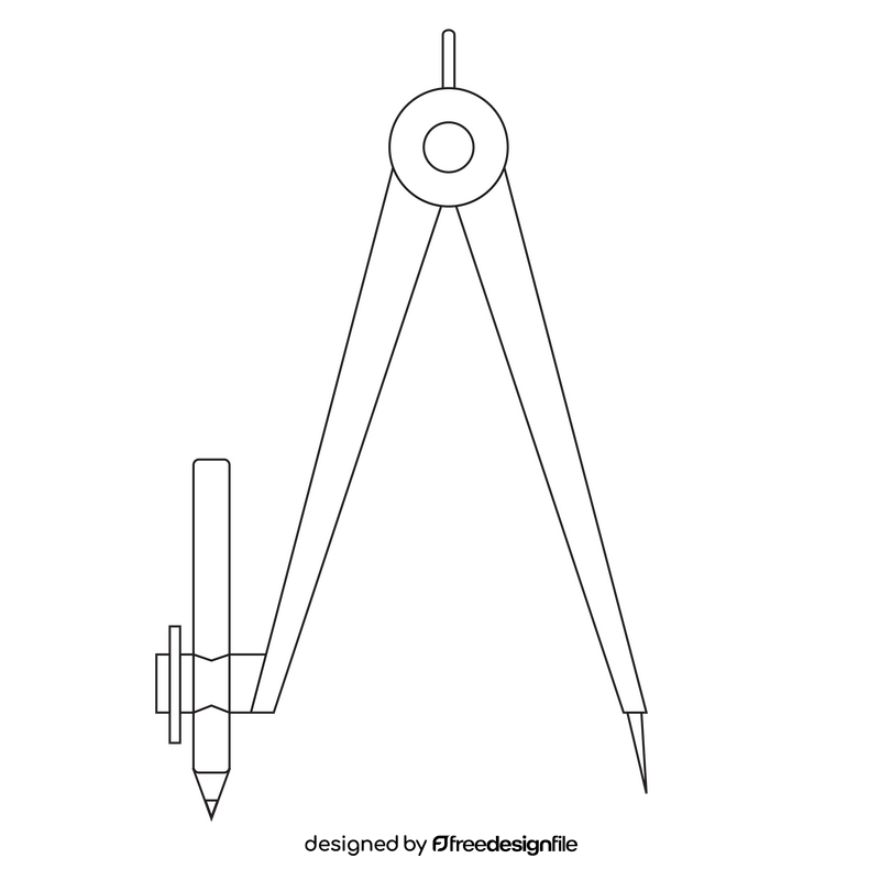 Engineering compass drawing black and white clipart