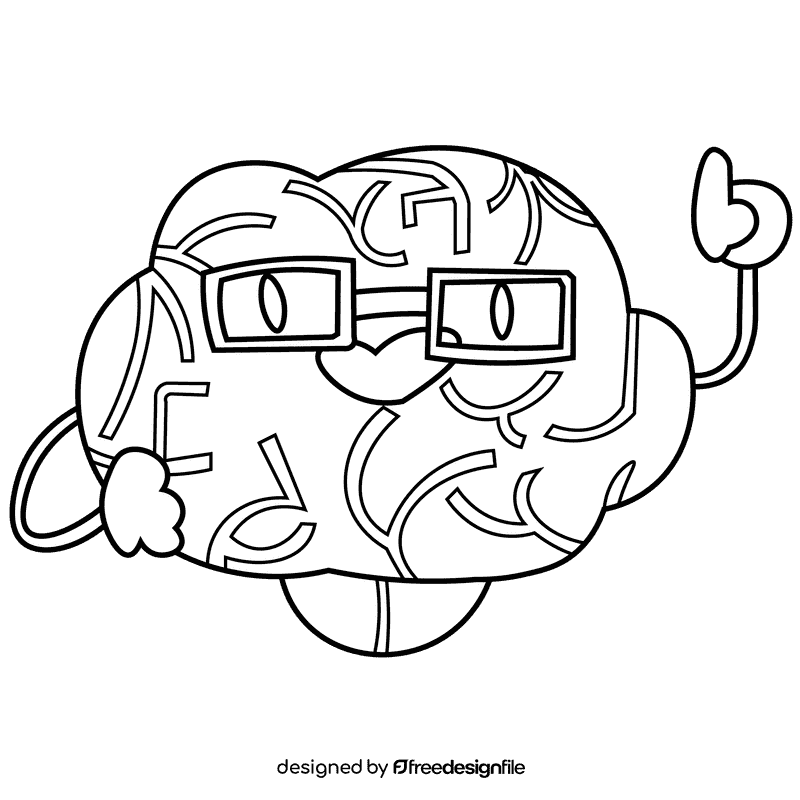 Brain smart black and white clipart