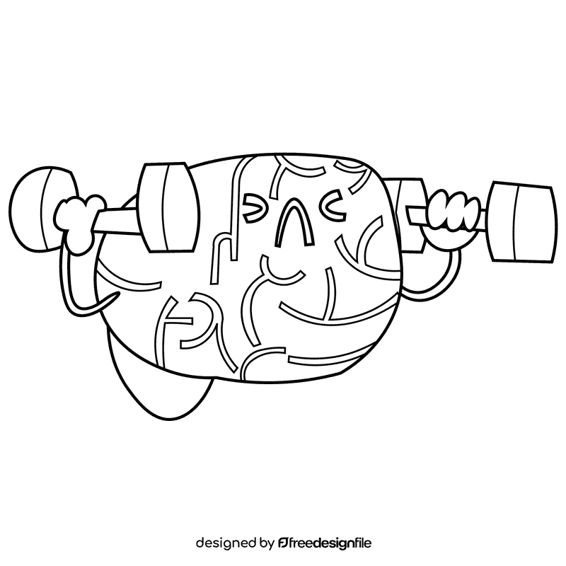 Brain strong black and white clipart