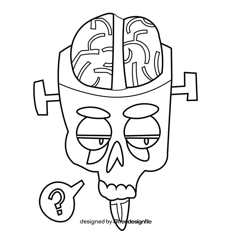 Brain zombie black and white clipart