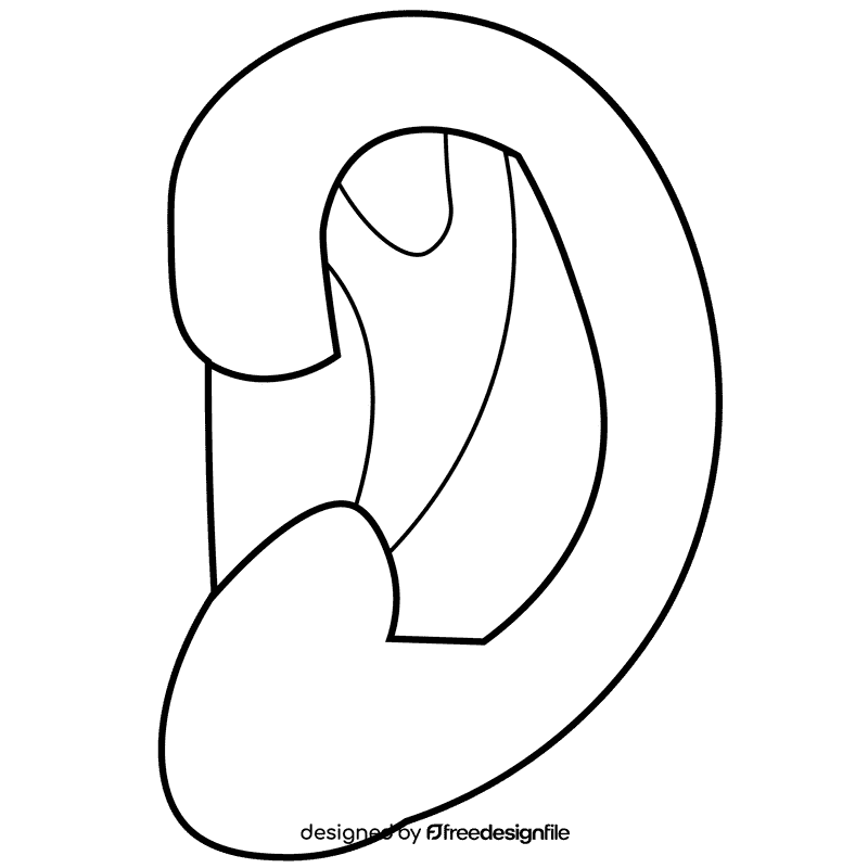 Ear black and white clipart