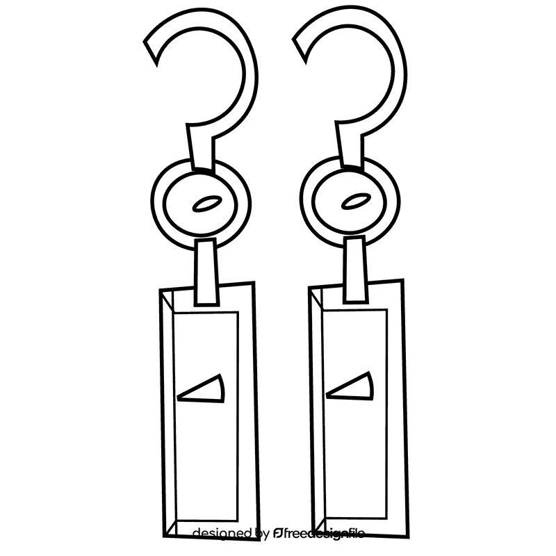 Ear earrings black and white clipart