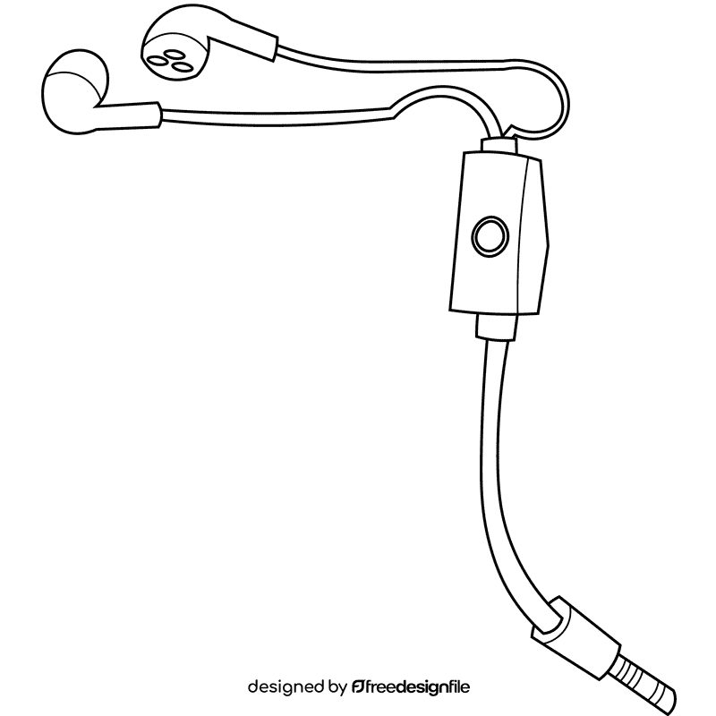 Ear headphones black and white clipart