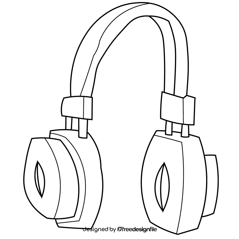 Ear headphones black and white clipart