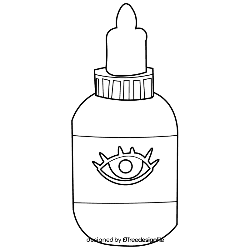 Eye eyedrops black and white clipart