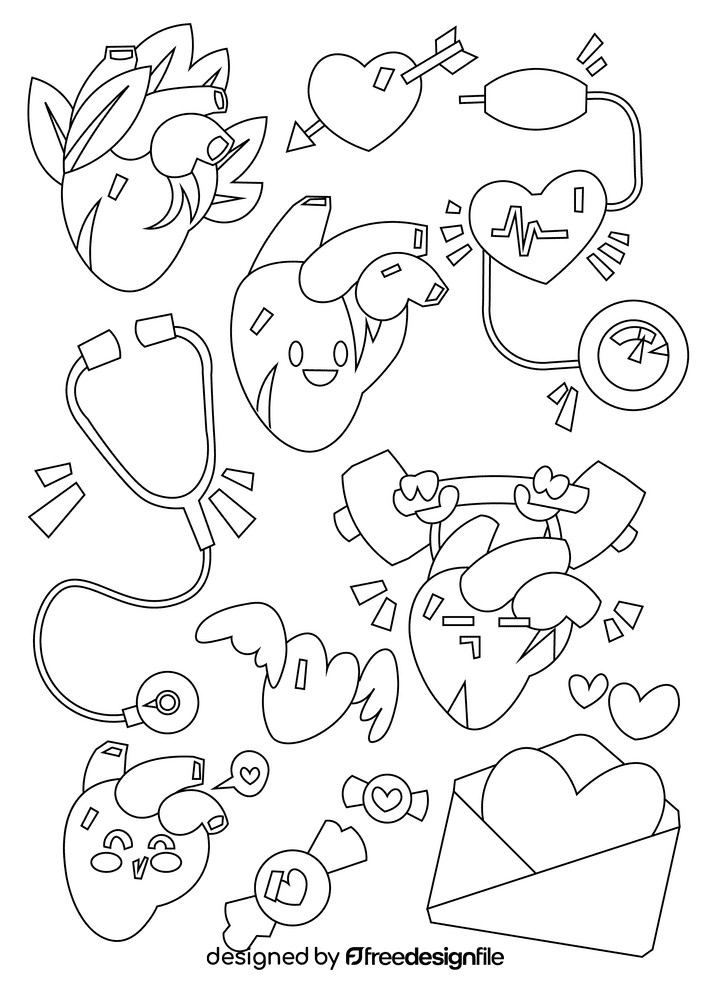 Heart black and white vector