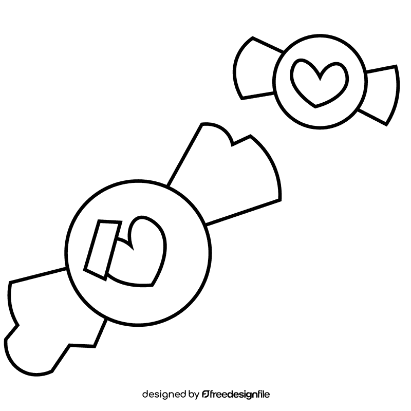 Heart candy black and white clipart