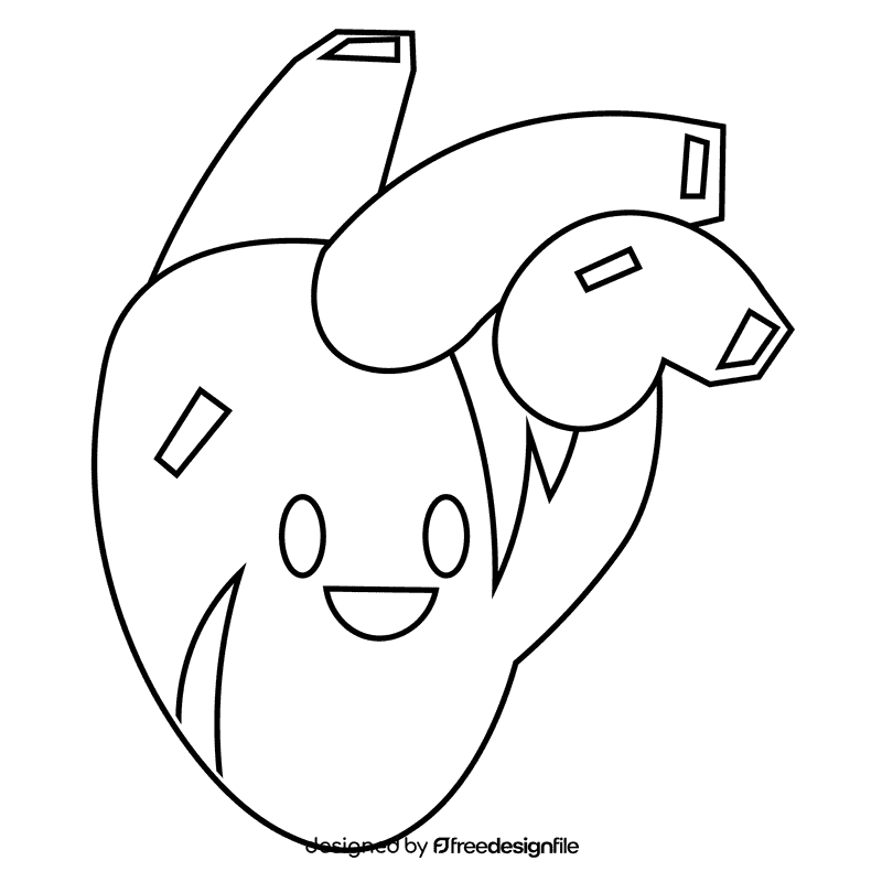 Heart happy black and white clipart