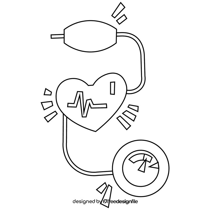 Heart heartbeat black and white clipart