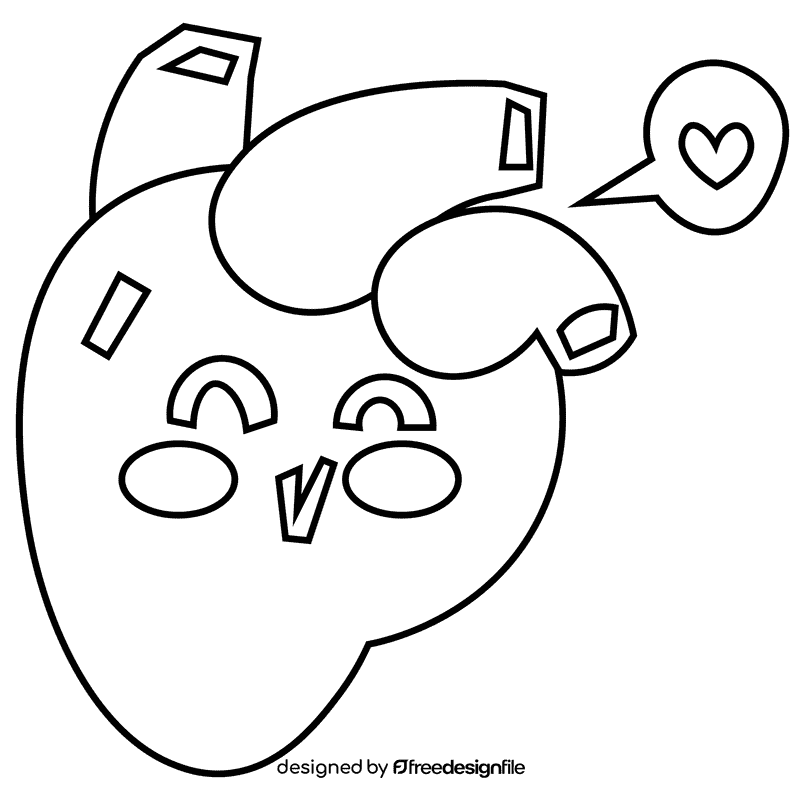 Heart love black and white clipart