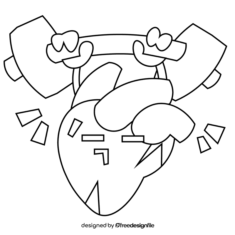 Heart strong black and white clipart