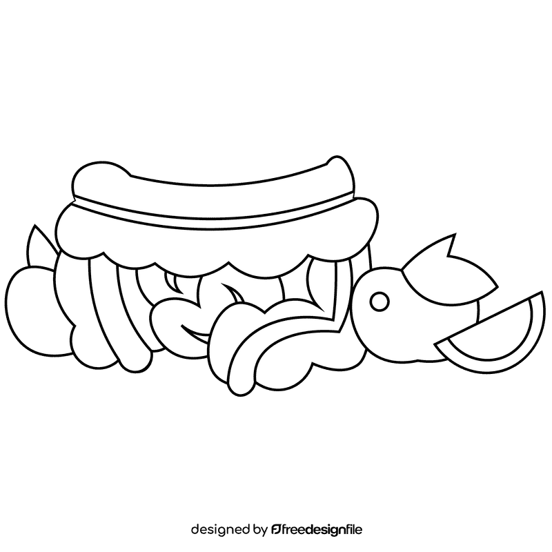 Intestines food black and white clipart