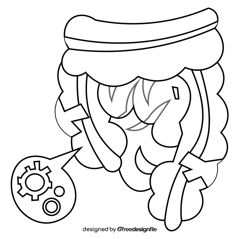 Intestines sick black and white clipart