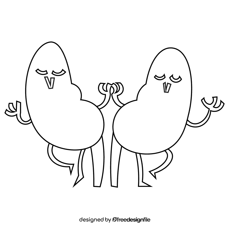 Kidneys couple black and white clipart