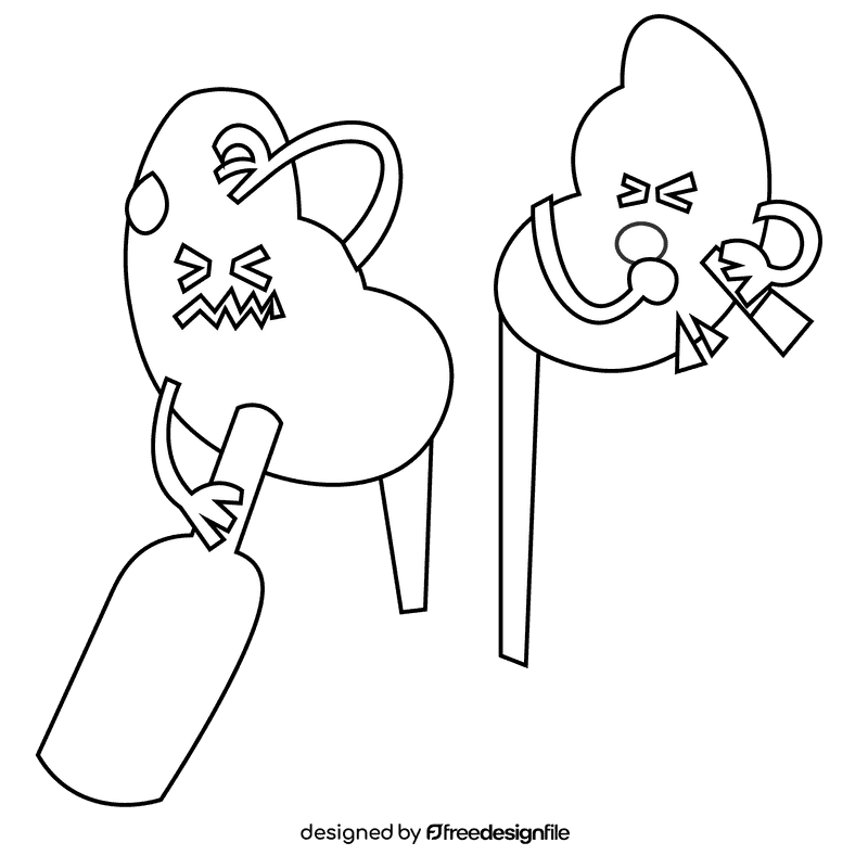 Kidneys sick black and white clipart