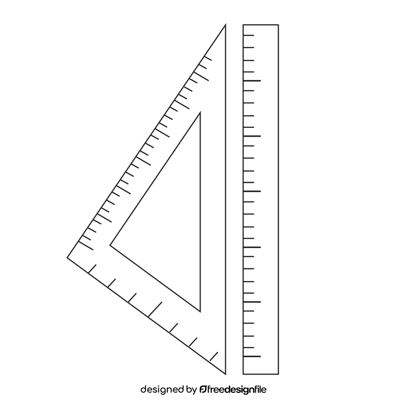 Ruler drawing black and white clipart