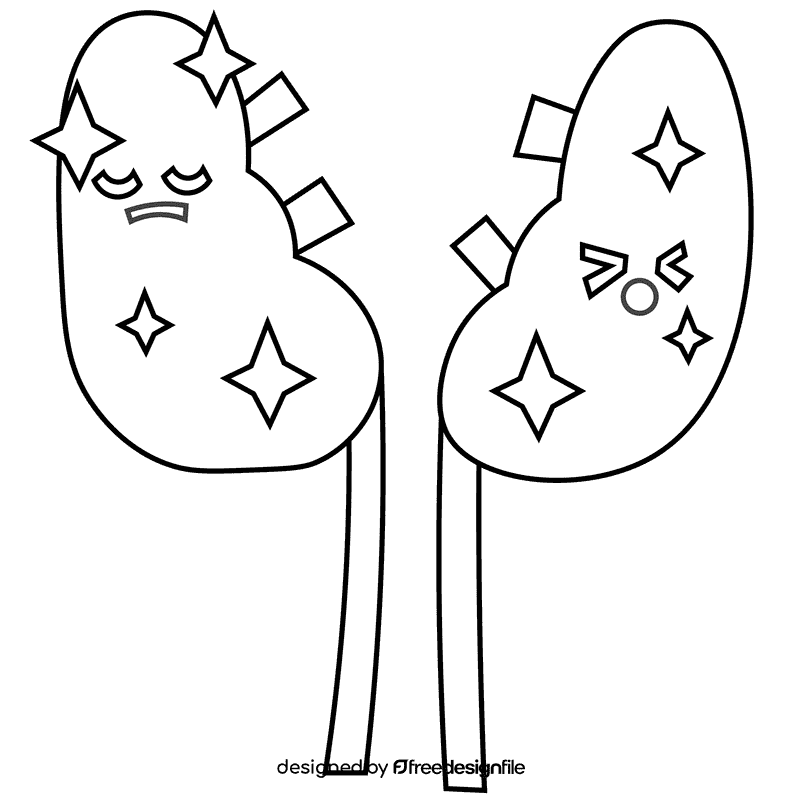 Kidneys stones black and white clipart