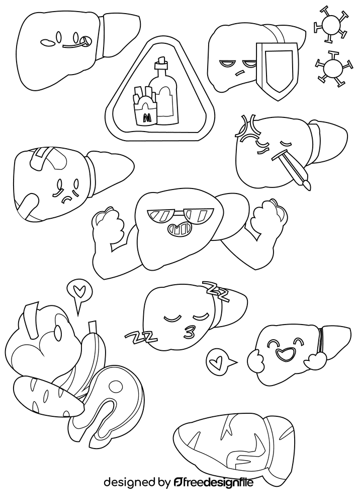 Liver black and white vector