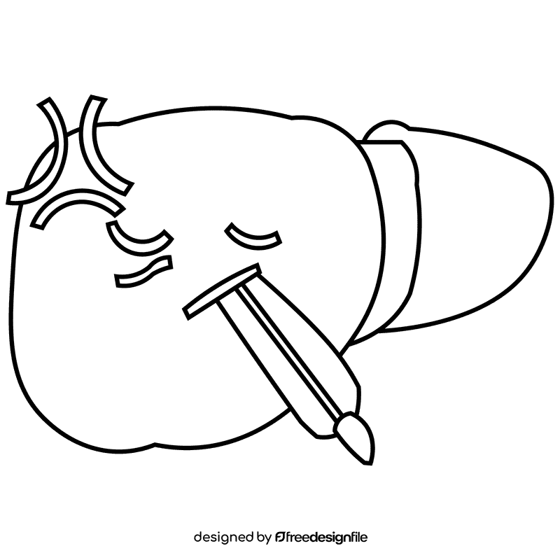 Liver ill black and white clipart