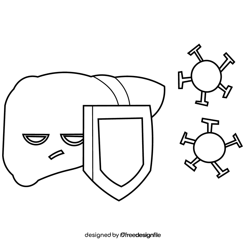 Liver protection black and white clipart