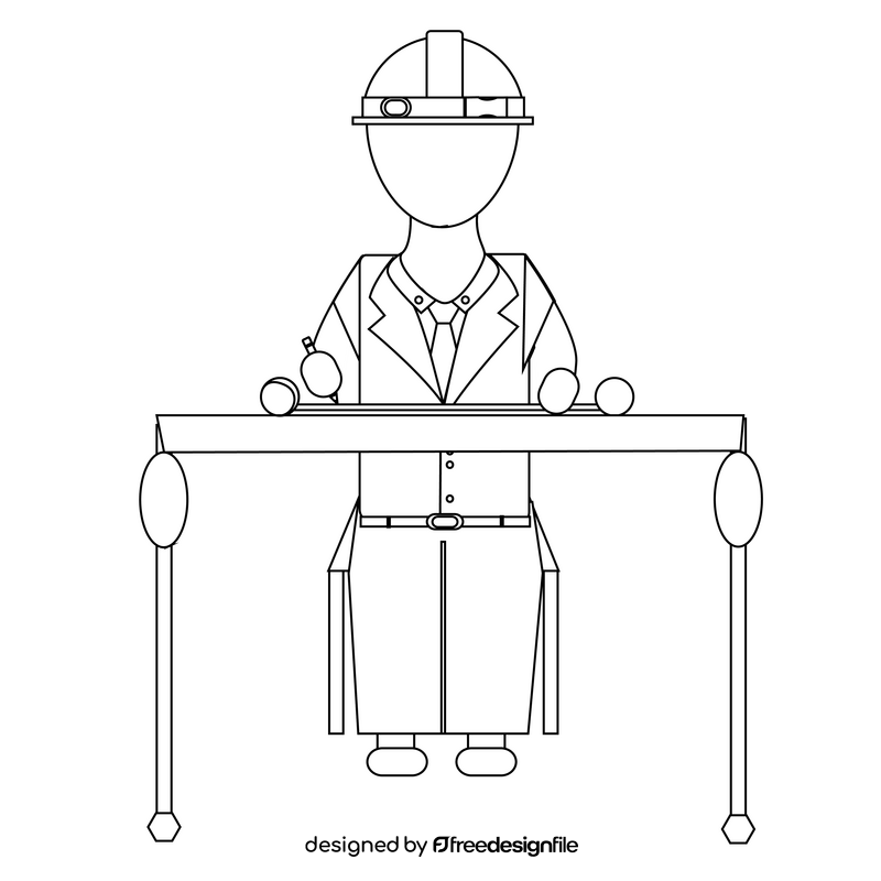 Engineer drawing black and white clipart