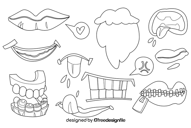 Mouth black and white vector