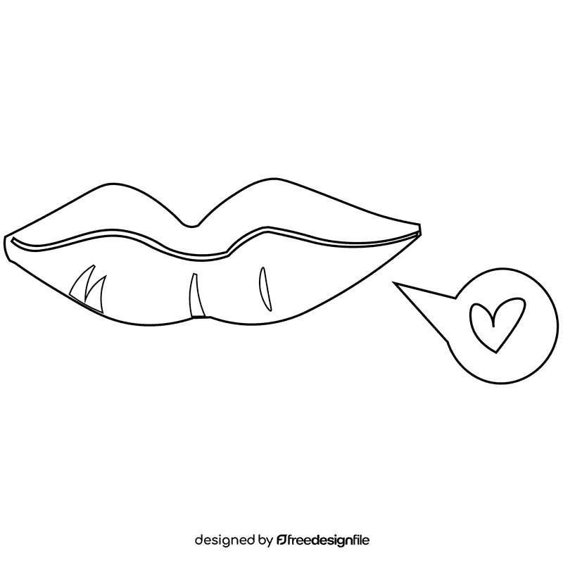 Mouth love black and white clipart