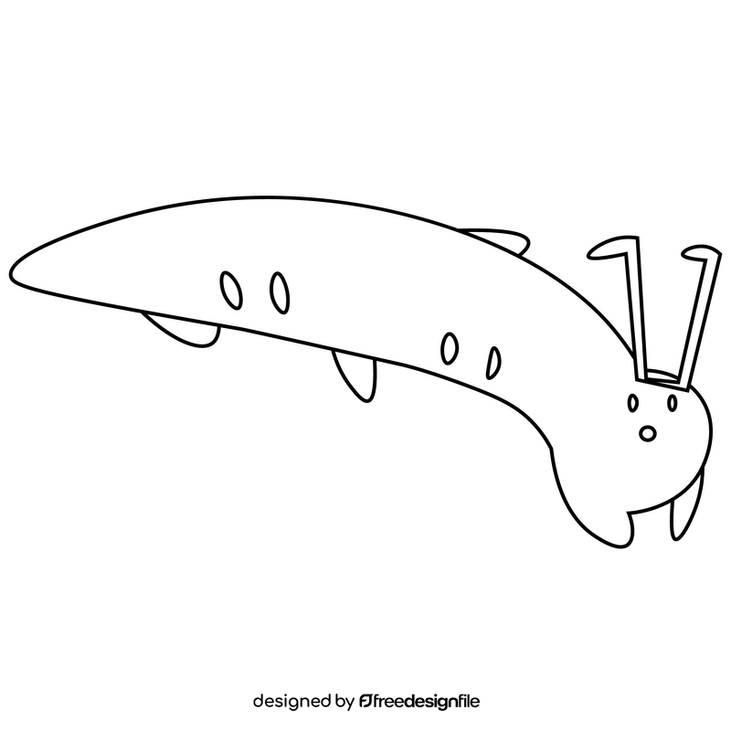 Caterpillar lying black and white clipart