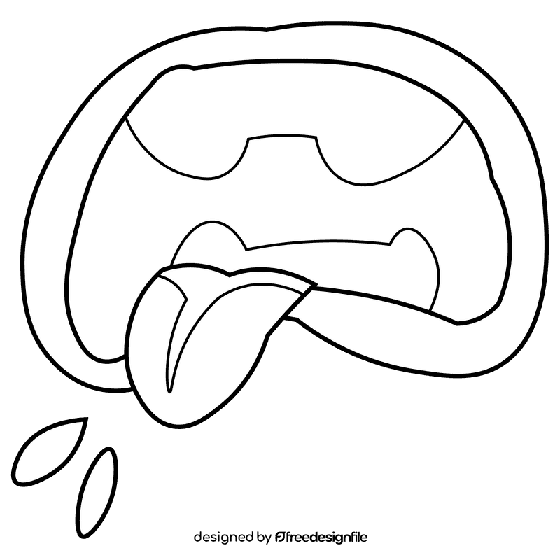 Mouth tongue black and white clipart