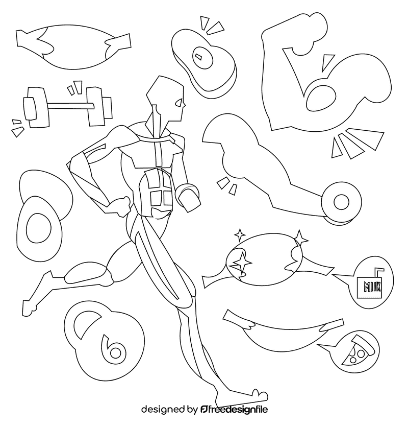 Muscles black and white vector