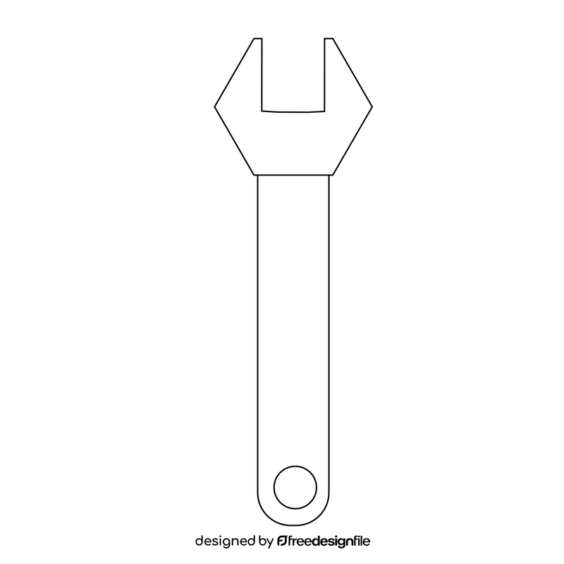 Engineer wrench drwaing black and white clipart