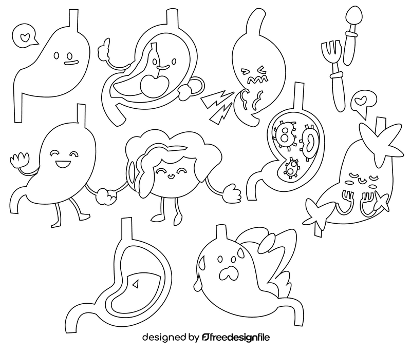 Stomach black and white vector