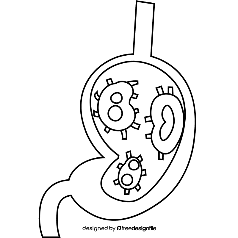 Stomach bacteria black and white clipart