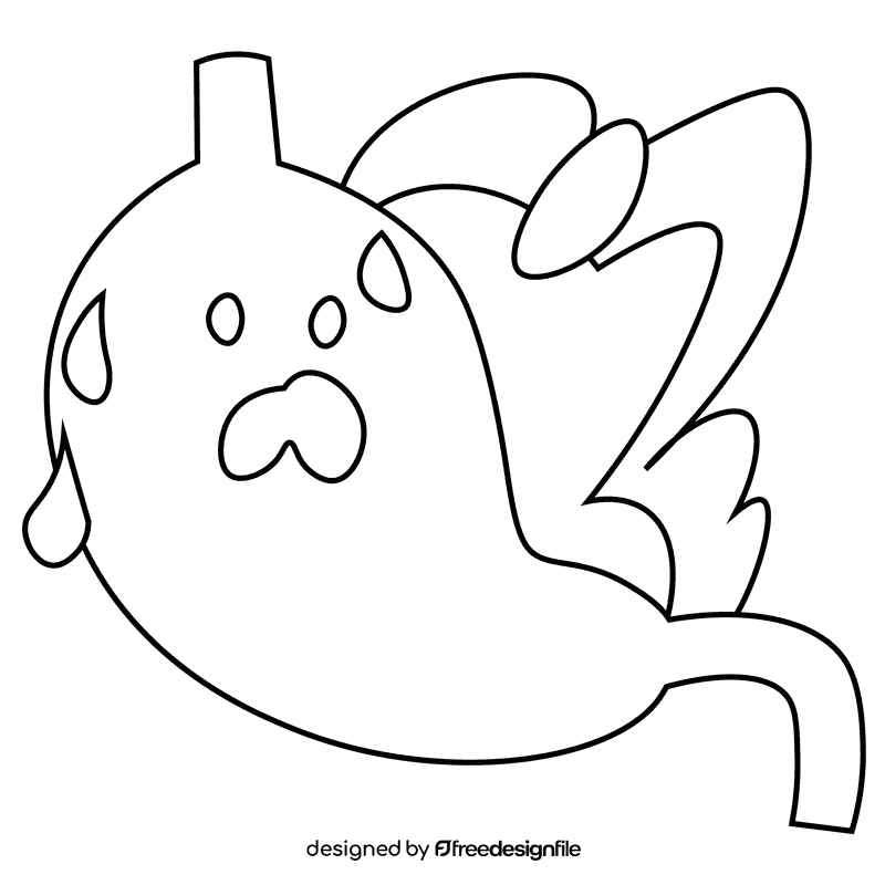 Stomach fire black and white clipart